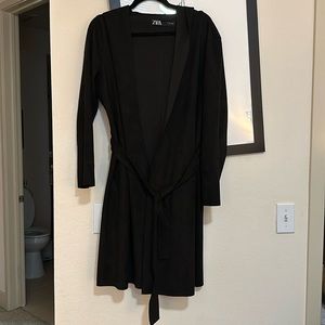 Zara Faux Suede Hooded Long Coat